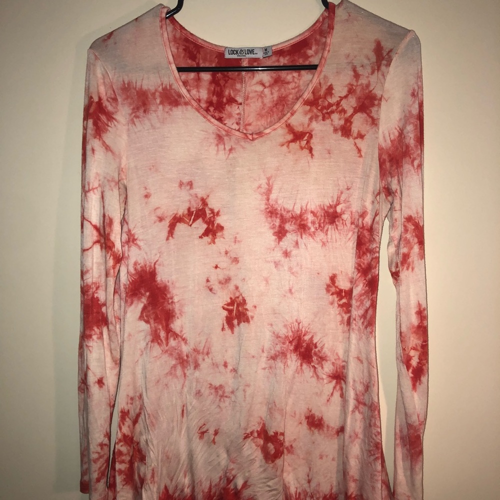 Long pink and red the dye blouse